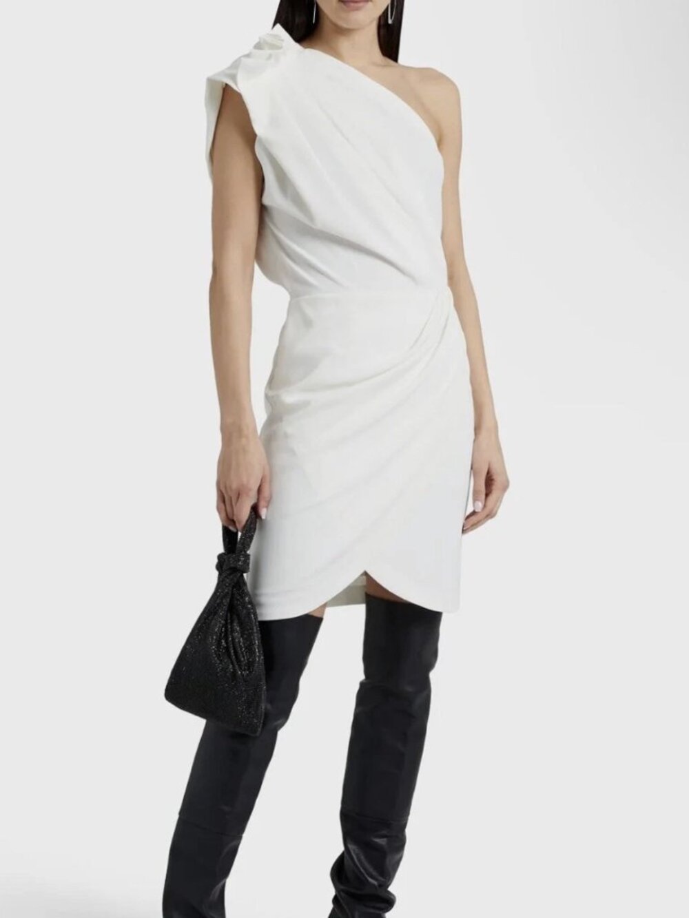 IRO DRESS  Marine one-shoulder draped crepe mini dress sz 34 usa 2 $420 original